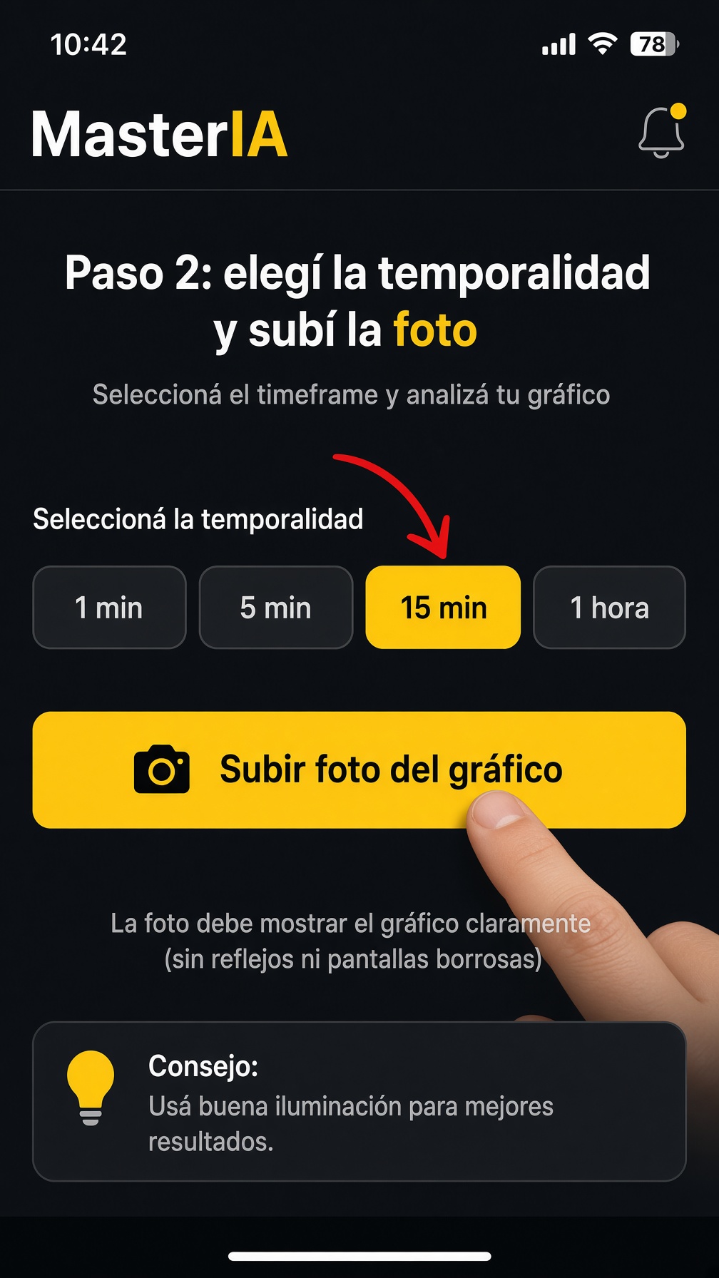 2. Elegí la temporalidad y subí la foto.